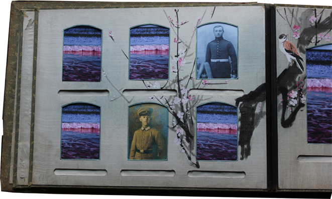 "Tsing Tang", 2008,
  installation with historical sailor's chest and historical Chinese album: Chinese album,
  detail (Kirsten Kötter)