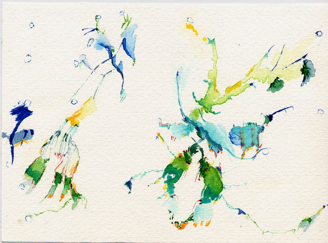 Kirsten K&ouml;tter: Indische Aquarelle, Aquarell, 12 &times; 17 cm (Ausschnitt, Detail)