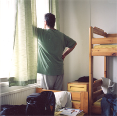 Kirsten K&ouml;tter, Painting Site-specific: 60° N / 24° O (Serie: NordNordOst), Helsinki, Finnland, 05.07.2003, ca. 8.00 - 11.00, Aquarell, 30 &times; 40 cm, Foto, Text (23/36)