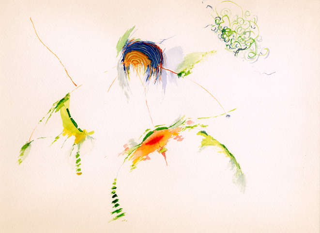 Kirsten K&ouml;tter: Site-specific painting, Malerei vor Ort, vor 2000 / 15.06.2003, Aquarell, 24 &times; 32 cm