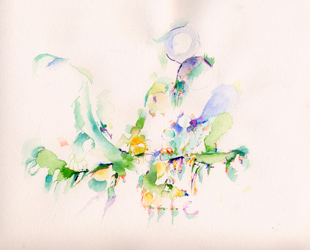 Site-specific painting, Malerei vor Ort, 2003, Aquarell, 24 &times; 32 cm von Kirsten K&ouml;tter