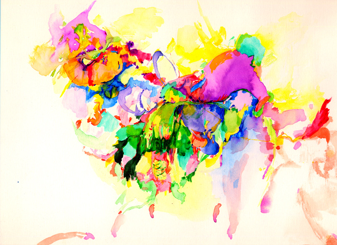 Kirsten K&ouml;tter: Site-specific painting, Malerei vor Ort, Escheberg, August 2005, Aquarell, 24 &times; 32 cm