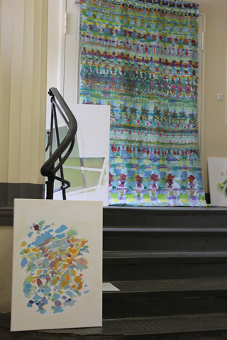 Kirsten K&ouml;tter: Installation Malerei, 27.-29.06.2014, Kunstfestival 48-Stunden Neuk&ouml;lln Berlin, Albert-Schweitzer-Schule Berlin