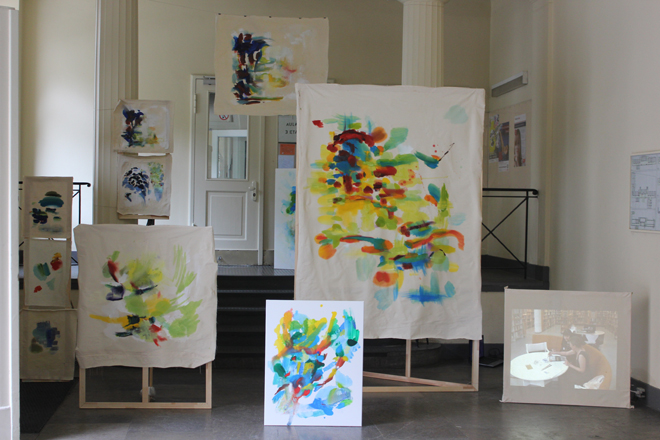 Site-specific Painting von Kirsten K&ouml;tter, 26.-28.6.2015, 48-Stunden-Neuk&ouml;lln, Albert-Schweitzer-Schule