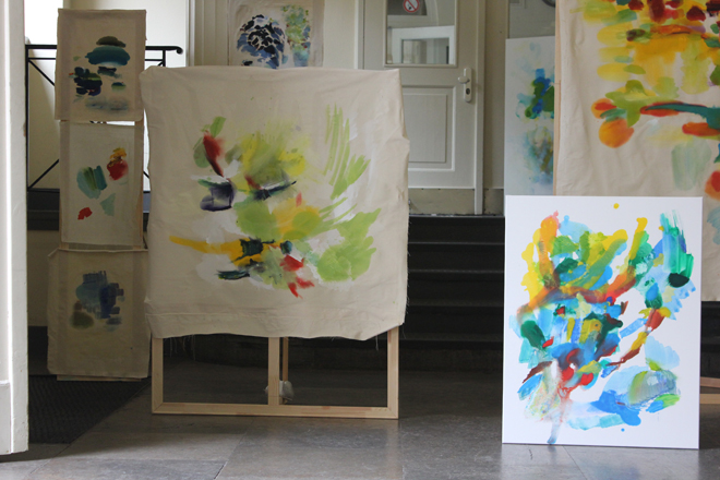 Site-specific Painting von Kirsten K&ouml;tter, 26.-28.6.2015, 48-Stunden-Neuk&ouml;lln, Albert-Schweitzer-Schule