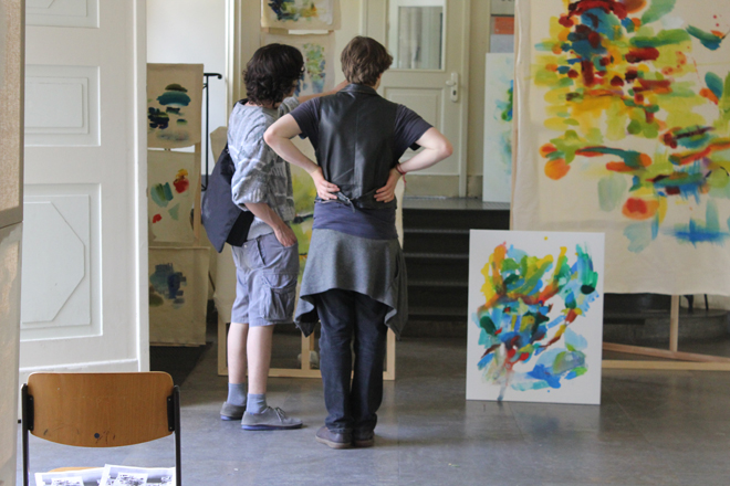 Site-specific Painting von Kirsten K&ouml;tter, 26.-28.6.2015, 48-Stunden-Neuk&ouml;lln, Albert-Schweitzer-Schule