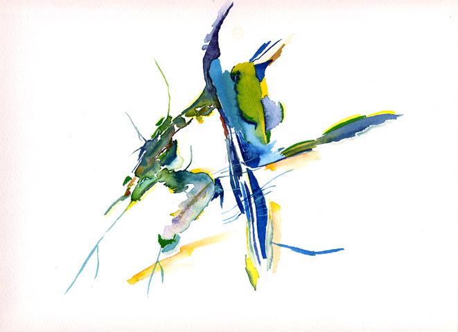 Kirsten K&ouml;tter: Site-specific painting, Malerei vor Ort, 1994, Aquarell, 24 &times; 32 cm