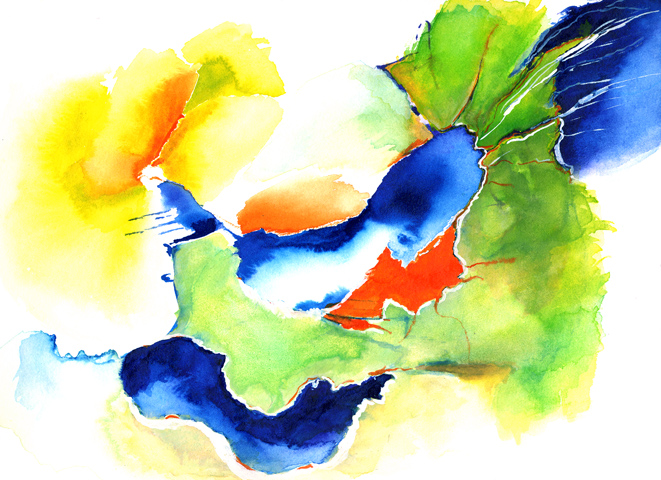 Kirsten K&ouml;tter: Site-specific painting, Malerei vor Ort, um 1995, Aquarell, 24 &times; 32 cm