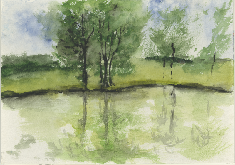 2005_escheberg-see_skizze, sketch, 17 &times; 24 cm (Kirsten Kötter)