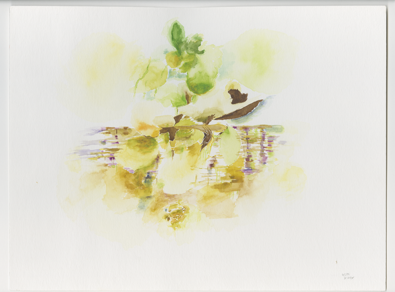 Kirsten Kötter: Site-specific research Ludwig-Erhard-Anlage, Frankfurt am Main, 04.05.2004,
  watercolour 30 x 40 cm