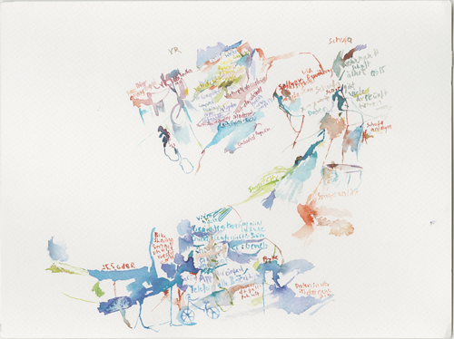 2018-05-03_11-15-vr-leben_vr-ar-computer-st9_12-30-open-schufa_data-collection_st2, re:publica 18, watercolour,
  24 × 32 cm (Kirsten Kötter)