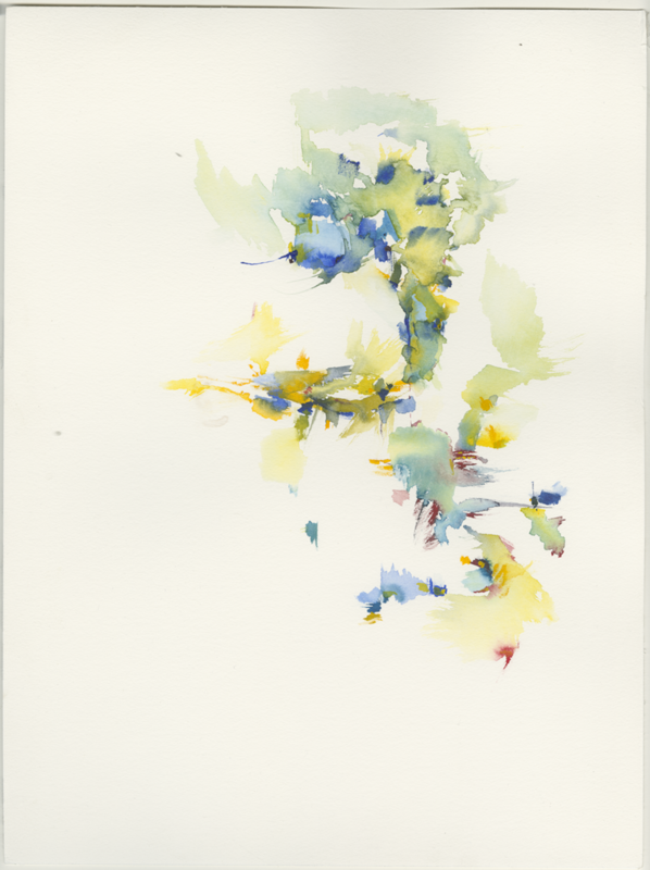 Falkplatz, Bank oberhalb des Spielplatzes, Rollbergsiedlung, Berlin, 09.05.2021, Aquarell, 40 &times; 30 cm (Kirsten Kötter)